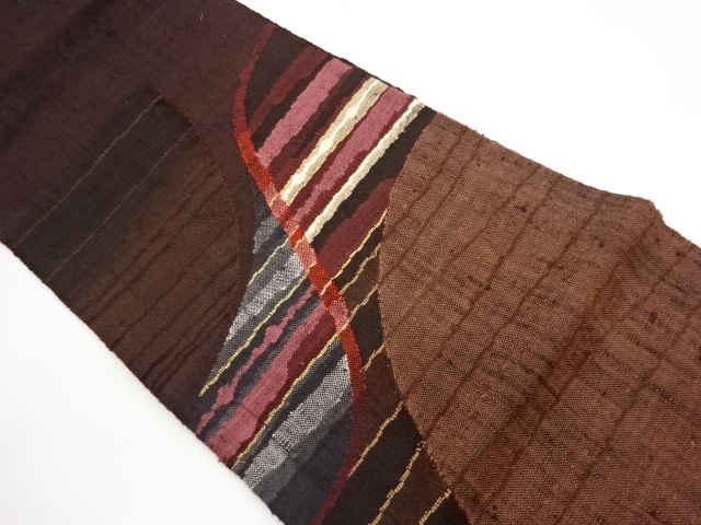 JAPANESE NAGOYA OBI / MAWATA TSUMUGI / WOVEN ABSTRACT STRIPE